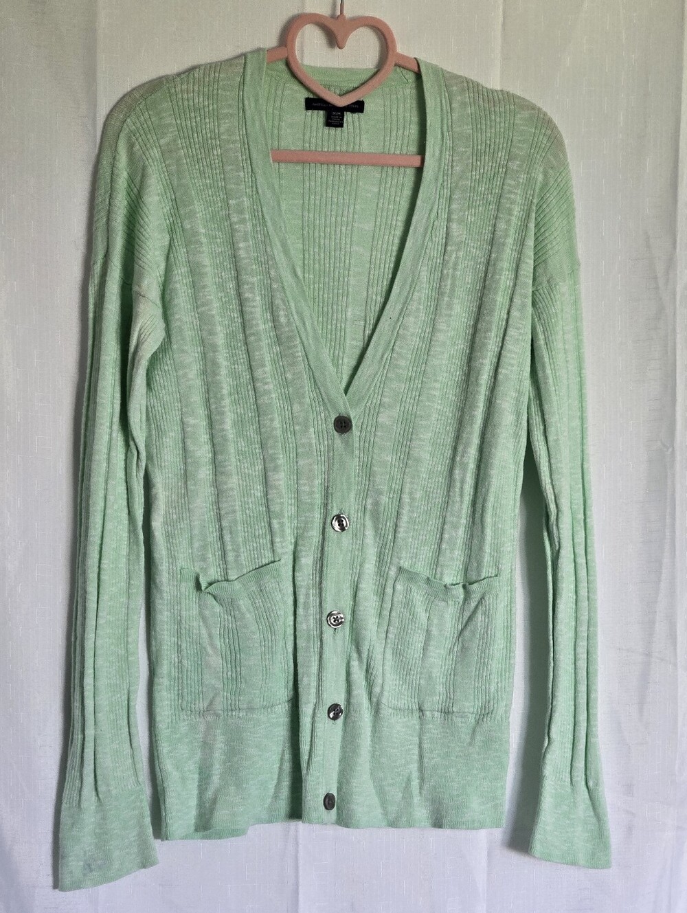 American Eagle Outfitters Women’s Medium Soft Green Knit Button Pocket Cardigan